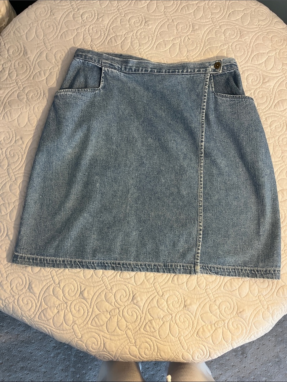 Casual Light Blue Denim Wrap Mini Skirt